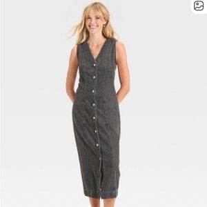 NWT Universal Thread - Black Denim Button-Down Ankle Dress